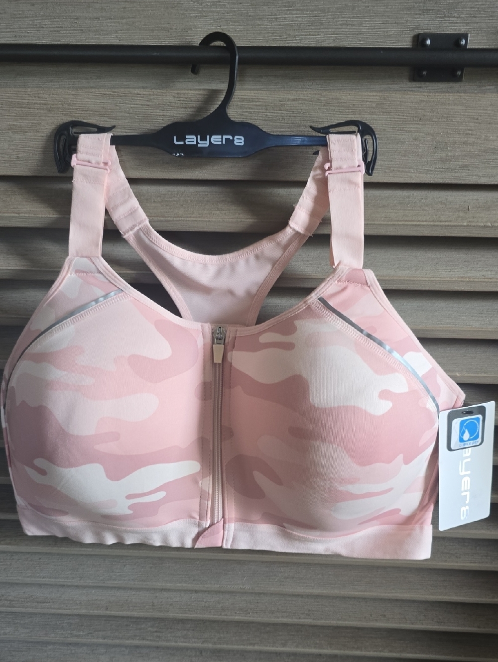 Layer 8 Pink Camo Front-Zip Sports Bra